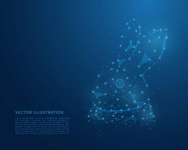 Абстрактный Низкопробный Кролик Многоугольная Проводная Иллюстрация Линиями Точками Векторная Концепция — стоковый вектор