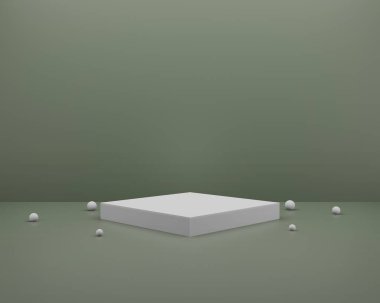 Minimum arkaplanda boş silindir podyumu. Geometrik formlarla soyut asgari sahne. Ürün sunumu için tasarım. 3B görüntüleme.
