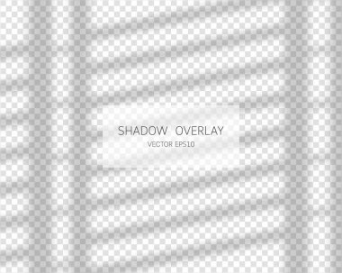 Gölge örtüsü etkisi. Pencerenin doğal gölgeleri şeffaf arkaplanda izole edilmiş. Vektör illüstrasyonu. 