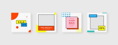 Sosyal medya şablonu. Düzenlenebilir moda sosyal medya ileti şablonu. Model izole edildi. Şablon tasarımı. Vektör illüstrasyonu.