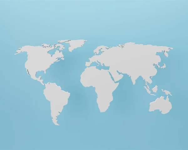 World map on blue background. 3d rendering.