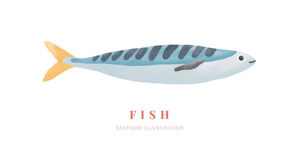 Aquarell Fisch Auf Weißem Hintergrund Digitale Farbe Vektorillustration — Stockvektor