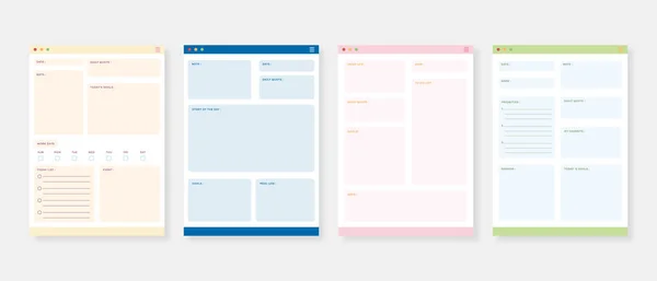 Moderno Set Modelli Pianificatori Serie Progettista Fare Lista Modello Mensile — Vettoriale Stock