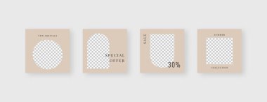 Sosyal medya şablonu. Düzenlenebilir moda sosyal medya ileti şablonu. Model izole edildi. Şablon tasarımı. Vektör illüstrasyonu.