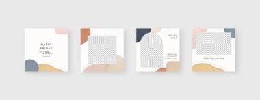 Sosyal medya şablonu. Düzenlenebilir moda sosyal medya ileti şablonu. Model izole edildi. Şablon tasarımı. Vektör illüstrasyonu.