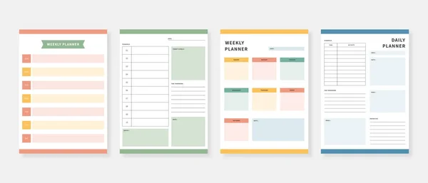 Moderne Planer Vorlagen Planer Und Liste Monatliche Wöchentliche Tägliche Planervorlage — Stockvektor