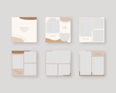 Ruh hali seti. Sosyal medya ruh hali şablonu. Düzenlenebilir moda sosyal medya şablonu. Model izole edildi. Şablon tasarımı. Vektör illüstrasyonu.