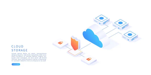 Concept Stockage Cloud Illustration Vectorielle Isométrique Service Application Numérique Avec — Image vectorielle