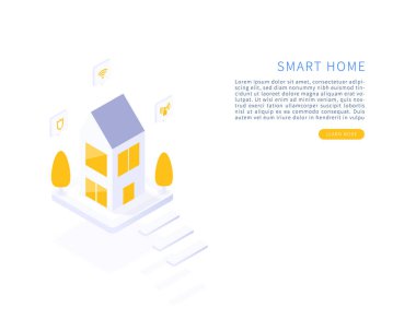 Smart home system concept in isometric vector illustration. Smart home isometric landing page. Vector illustration.