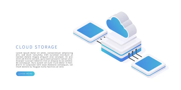 Concept Stockage Cloud Illustration Vectorielle Isométrique Service Application Numérique Avec — Image vectorielle