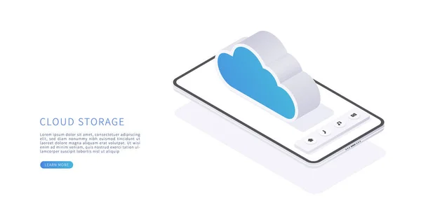Concept Stockage Cloud Illustration Vectorielle Isométrique Service Application Numérique Avec — Image vectorielle