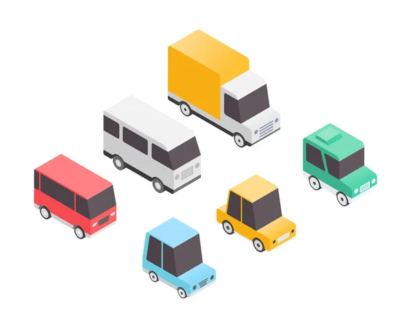 Vehicle Set Isometric Vector Illustration Transport Set Urban Transport Car —  Vetores de Stock