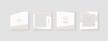 Sosyal medya şablonu. Düzenlenebilir moda sosyal medya ileti şablonu. Model izole edildi. Şablon tasarımı. Vektör illüstrasyonu.