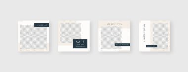 Sosyal medya şablonu. Düzenlenebilir moda sosyal medya ileti şablonu. Model izole edildi. Şablon tasarımı. Vektör illüstrasyonu.