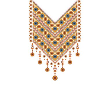 Geometrik etnik oryantal model. Tekstil, moda kadını, arka plan, duvar kağıdı, giysi ve ambalaj için kolye nakışı. Vektör illüstrasyonu. 