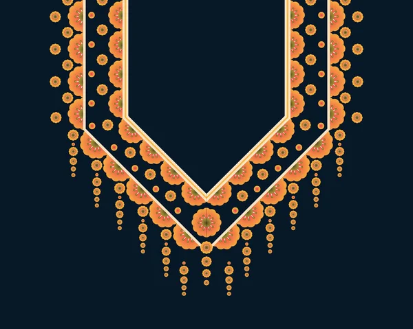 Geometric Ethnic Oriental Pattern Necklace Embroidery Design Textile Fashion Woman — Stock Vector