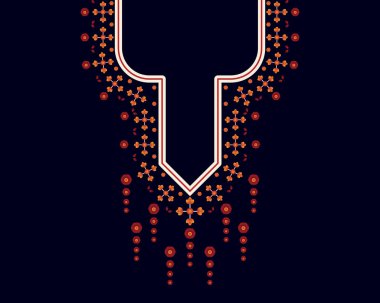 Geometrik etnik oryantal model. Tekstil, moda kadını, arka plan, duvar kağıdı, giysi ve ambalaj için kolye nakışı. Vektör illüstrasyonu. 
