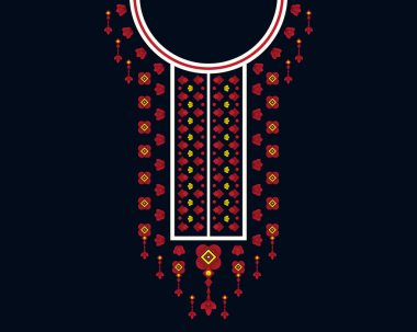 Geometrik etnik oryantal model. Tekstil, moda kadını, arka plan, duvar kağıdı, giysi ve ambalaj için kolye nakışı. Vektör illüstrasyonu. 