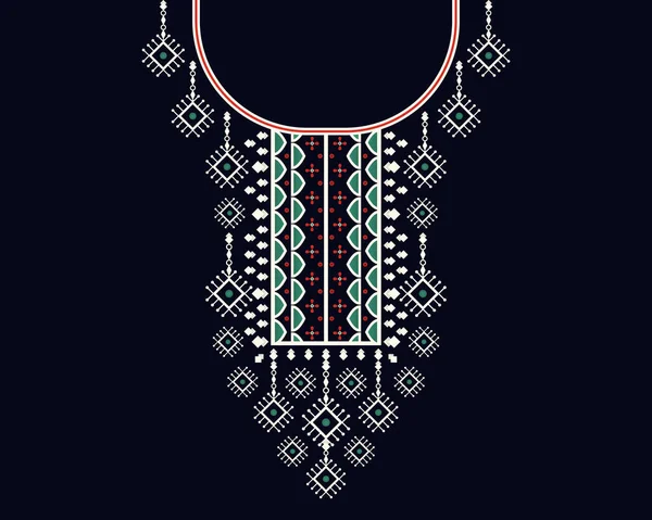 Patrón Geométrico Étnico Oriental Diseño Bordado Collar Para Textiles Mujeres — Archivo Imágenes Vectoriales