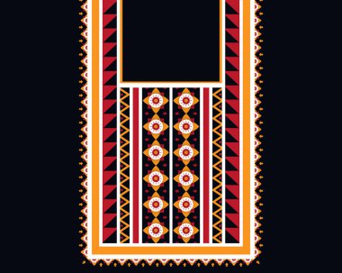 Geometrik etnik oryantal model. Tekstil, moda kadını, arka plan, duvar kağıdı, giysi ve ambalaj için kolye nakışı. Vektör illüstrasyonu. 