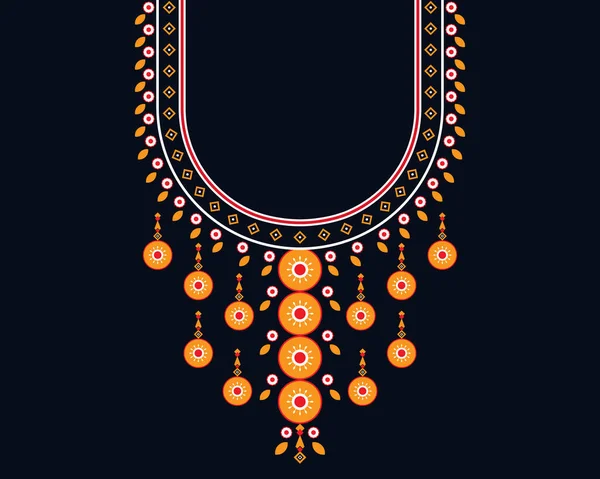 Geometrisches Ethnisch Orientalisches Muster Halskettenstickerei Design Für Textilien Mode Frau — Stockvektor