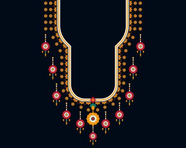 Geometrik etnik oryantal model. Tekstil, moda kadını, arka plan, duvar kağıdı, giysi ve ambalaj için kolye nakışı. Vektör illüstrasyonu. 