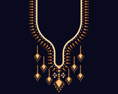 Geometrik etnik oryantal model. Tekstil, moda kadını, arka plan, duvar kağıdı, giysi ve ambalaj için kolye nakışı. Vektör illüstrasyonu. 