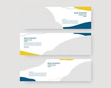 Web afişi şablonu ayarlandı. Yatay pankart tasarımı koleksiyonu. Vektör illüstrasyonu.