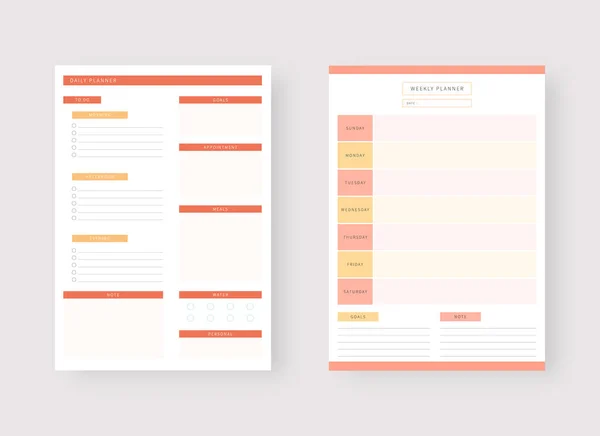 Современный Набор Шаблонов Планировщика Набор Планировщика Список Дел Ежедневный Недельный — стоковый вектор
