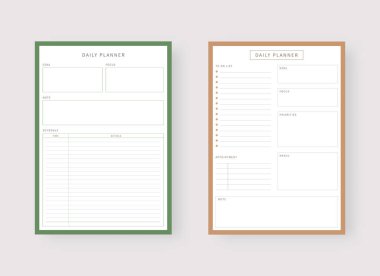 Modern şablon seti. Planlayıcı ve yapılacaklar listesi. Günlük planlama şablonu. Vektör illüstrasyonu.