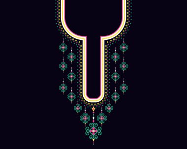 Geometrik etnik oryantal model. Tekstil, moda kadını, arka plan, duvar kağıdı, giysi ve ambalaj için kolye nakışı. Vektör illüstrasyonu. 