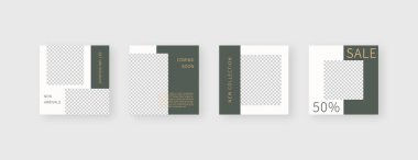 Sosyal medya şablonu. Düzenlenebilir moda sosyal medya ileti şablonu. Model izole edildi. Şablon tasarımı. Vektör illüstrasyonu.