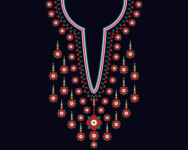 Geometrisches Ethnisch Orientalisches Muster Halskettenstickerei Design Für Textilien Mode Frau — Stockvektor