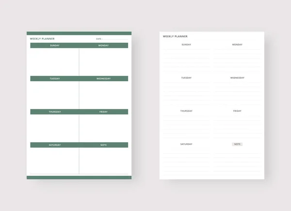 现代规划者模板集 制定计划并做列表 每周计划模板 矢量说明 — 图库矢量图片