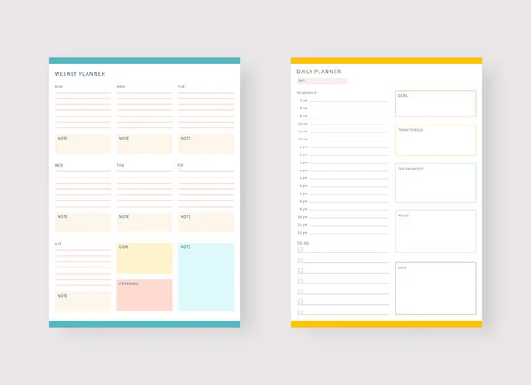 Moderne Planer Vorlagen Planer Und Liste Tages Und Wochenplaner Vorlage — Stockvektor