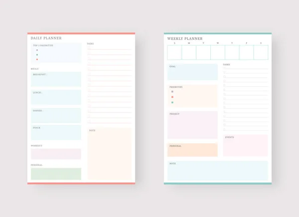 Moderne Planer Vorlagen Planer Und Liste Tages Und Wochenplaner Vorlage — Stockvektor