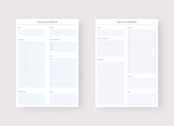 Moderne Planer Vorlagen Planer Und Liste Tagesplaner Vorlage Vektorillustration — Stockvektor
