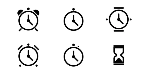 Zaman Simgesi Ayarlandı Saat Simgesi Vektör Illüstrasyonu — Stok Vektör