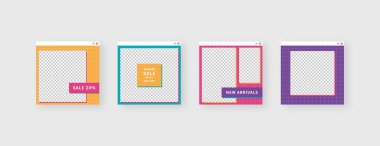 Sosyal medya şablonu. Düzenlenebilir moda sosyal medya ileti şablonu. Model izole edildi. Şablon tasarımı. Vektör illüstrasyonu.