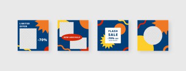 Sosyal medya şablonu. Düzenlenebilir moda sosyal medya ileti şablonu. Model izole edildi. Şablon tasarımı. Vektör illüstrasyonu.