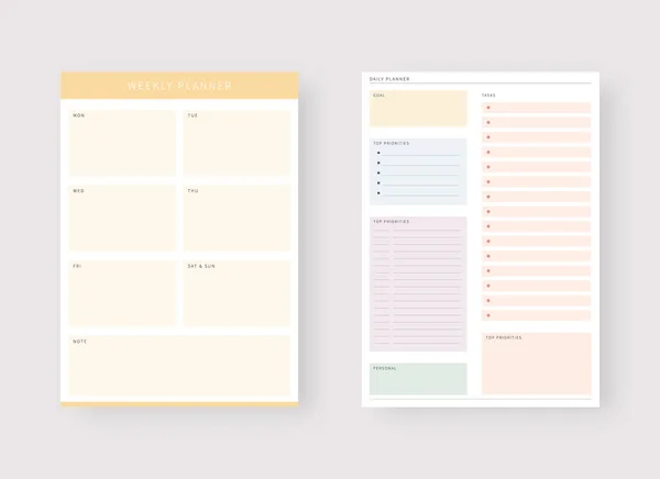 Modèle Planificateur Quotidien Hebdomadaire Ensemble Planificateur Liste Choses Faire Ensemble — Image vectorielle