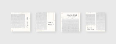 Sosyal medya şablonu. Düzenlenebilir moda sosyal medya ileti şablonu. Model izole edildi. Şablon tasarımı. Vektör illüstrasyonu.