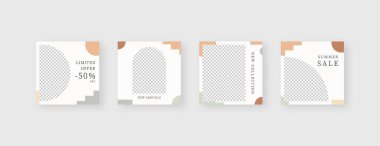 Sosyal medya şablonu. Düzenlenebilir moda sosyal medya ileti şablonu. Model izole edildi. Şablon tasarımı. Vektör illüstrasyonu.