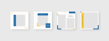 Sosyal medya şablonu. Düzenlenebilir moda sosyal medya ileti şablonu. Model izole edildi. Şablon tasarımı. Vektör illüstrasyonu.