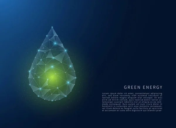 Grünes Energiekonzept Polygonale Drahtbild Illustration Mit Linien Und Punkten Darstellung — Stockvektor