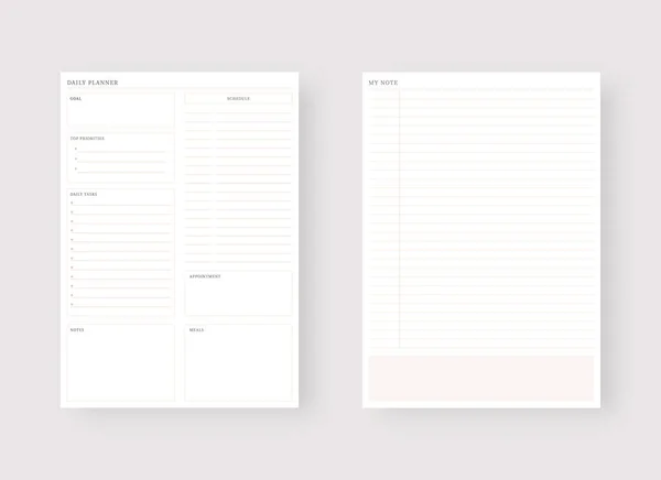 Tagesplaner Vorlage Planer Und Liste Moderne Planer Vorlagen Vektorillustration — Stockvektor