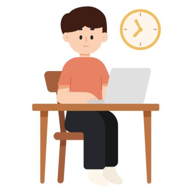 Çizgi film karakteri. Çalışan karakter çizimi. Düz çizgi film karakter vektör çizimi