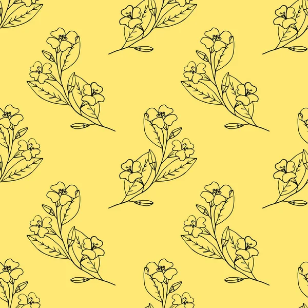 flower with leaves seamless pattern. wallpaper, textiles, wrapping paper. sketch hand drawn doodle style. minimalism. spring, summer, plant floral background