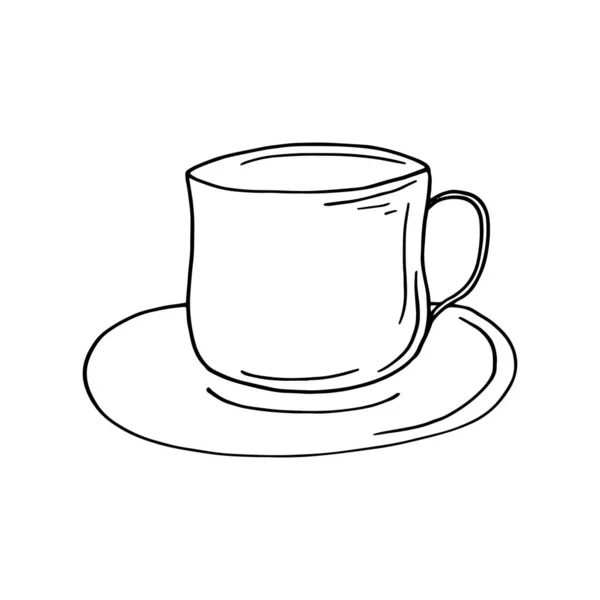 cup and saucer. hand drawn doodle icon. , scandinavian, nordic, minimalism, monochrome. kitchen, cozy home hygge cafe hot drink coffee tea