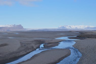Reikiavik, İzlanda; Nisan. 14, 2017. İzlanda 'da 11 günlük bir 4x4 gezisinin fotoğrafları. Üçüncü gün. Vik Myrdal 'dan Hofn' a. Skaftafell Buzulu, Kafkas Kafatası.